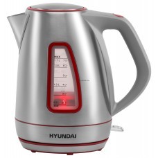 Электрочайник Hyundai HYK-S3601 серебристый/красный (нержавеющая сталь)