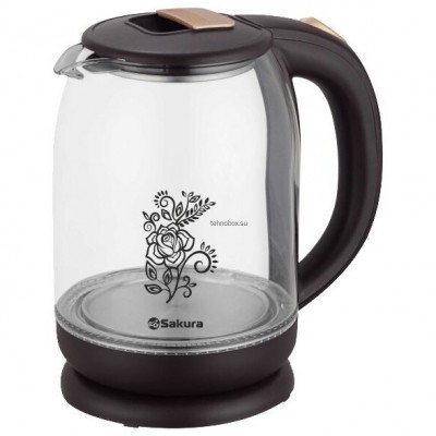 Чайник SAKURA SA-2709BR PROMO стекл коричн подсв