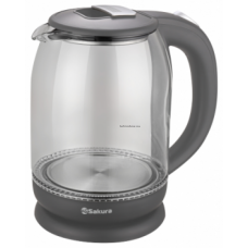 Чайник SAKURA SA-2709G PROMO стекл темно-сер подсв