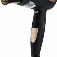 Фен DELTA LUX DL-0935 черный/золото, 1600Вт, турмал ионизация, складная ручка