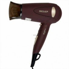 Фен DELTA LUX DL-0936 коричн./золото, 1600Вт, турмал ионизация, складная ручка